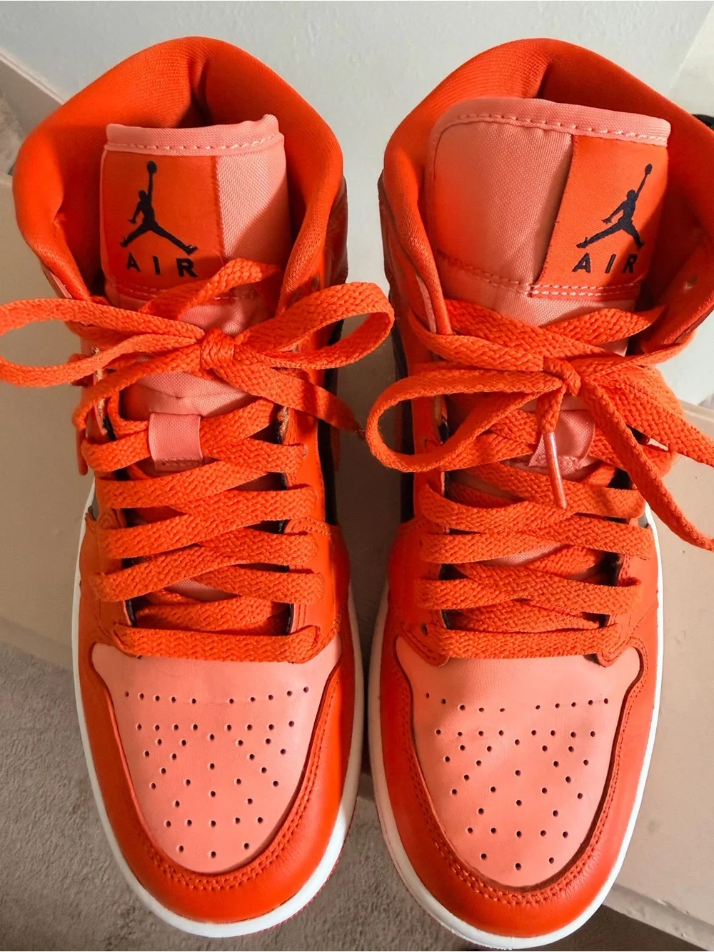 Nike Air Jordan 1 Orange and Black High-Top Sneakers